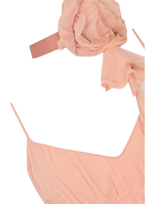 Abito lungo in georgette con ruches e rosa BLUGIRL | RA6004 TS441X0450